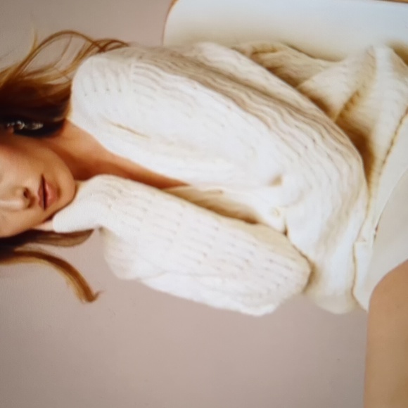 Theory NWT Long Cable Knit Oversized Cardigan Ivory Size Medium - Picture 2 of 11